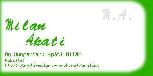 milan apati business card